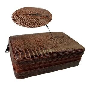 Cigar Humidor Case Portable Cedar Wood Leather Travel Humidor Humidifier